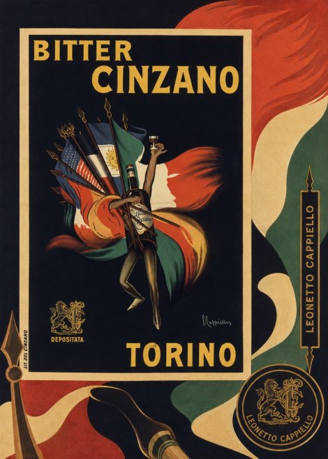 Leonetto Cappiello Bitter Cinzano Torino No6 - Plakát