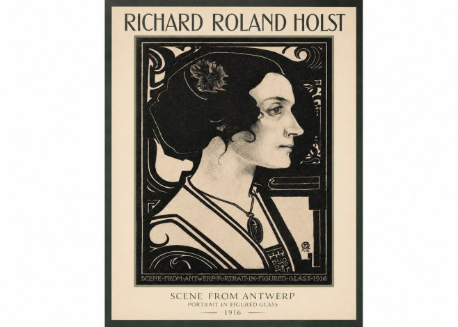 Richard Roland Holst Scene from Antwerp - Portrait in Figured Glass No2 - Plakát