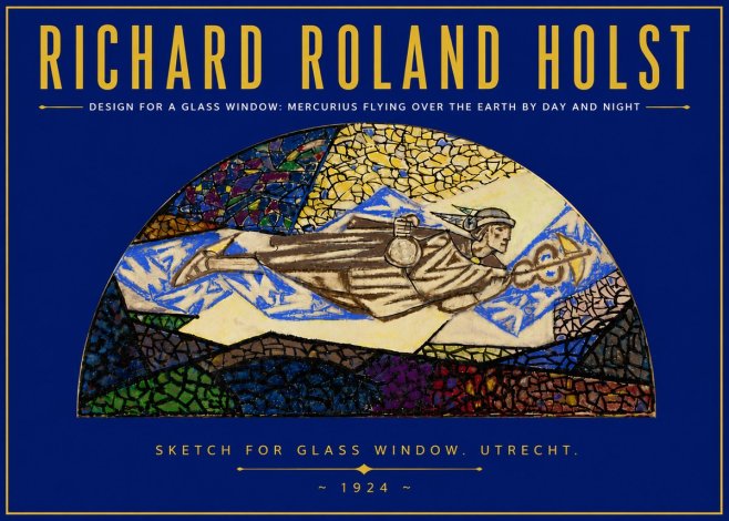 Richard Roland Holst Design for a Glass Window: Mercurius Flying over the Earth by Day and Night No5 - Plakát
