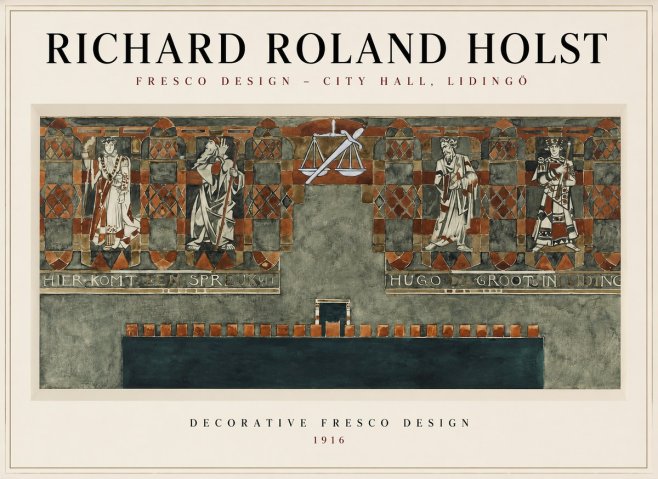 Richard Roland Holst Fresco Design - City Hall, Lidingö No1 - Plakát