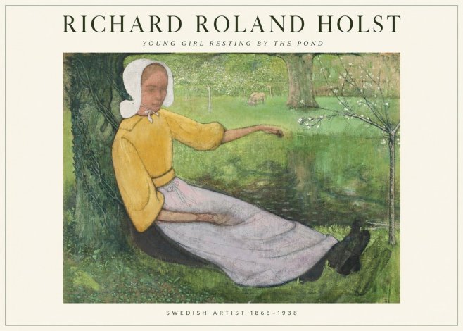 Richard Roland Holst Young Girl Resting by the Pond No1 - Plakát