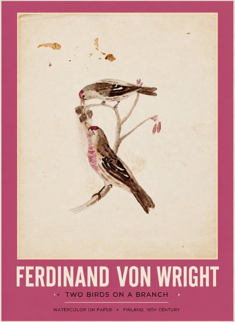 Ferdinand von Wright Two Birds on a Branch No2 - Plakát