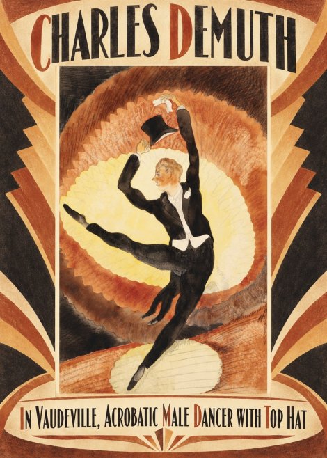 Charles Demuth In Vaudeville, Acrobatic Male Dancer with Top Hat No1 - Plakát