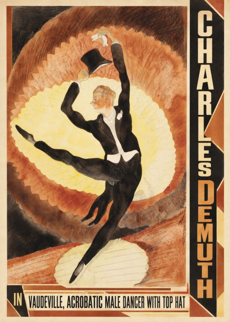 Charles Demuth In Vaudeville, Acrobatic Male Dancer with Top Hat No3 - Plakát