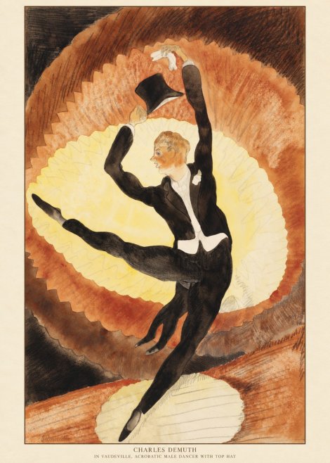 Charles Demuth In Vaudeville, Acrobatic Male Dancer with Top Hat No6 - Plakát