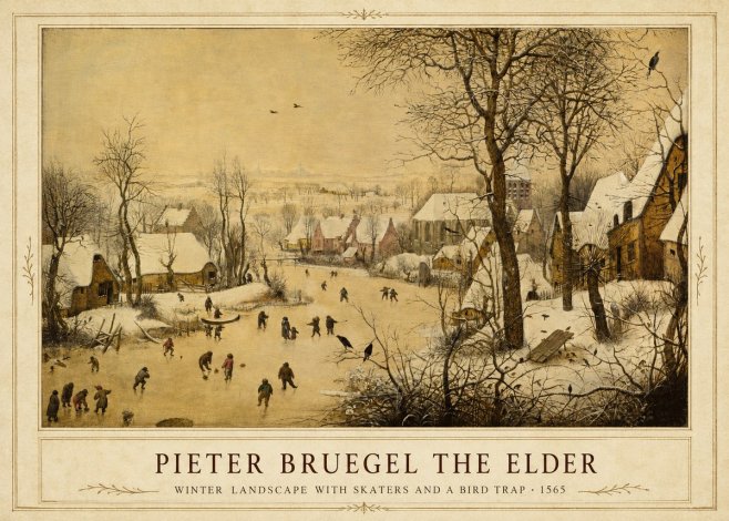 Pieter Bruegel Winter Landscape with Skaters and a Bird Trap No1 - Plakát