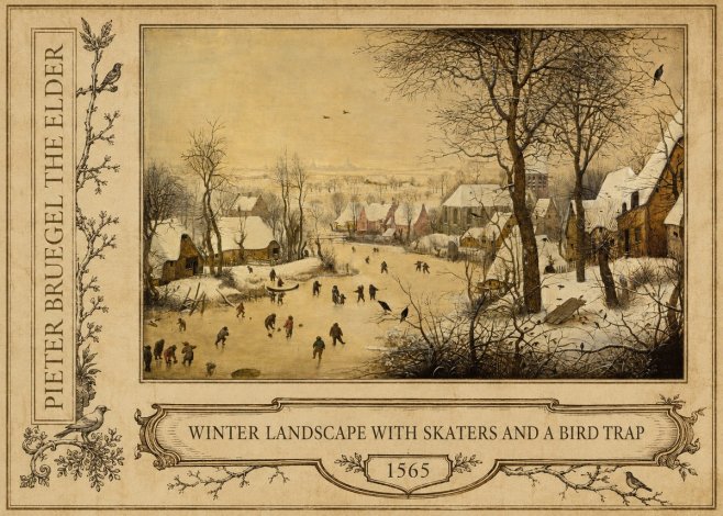 Pieter Bruegel Winter Landscape with Skaters and a Bird Trap No2 - Plakát