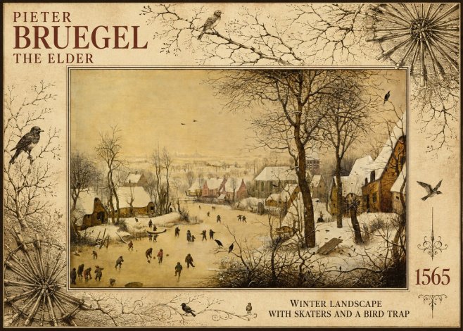 Pieter Bruegel Winter Landscape with Skaters and a Bird Trap No5 - Plakát