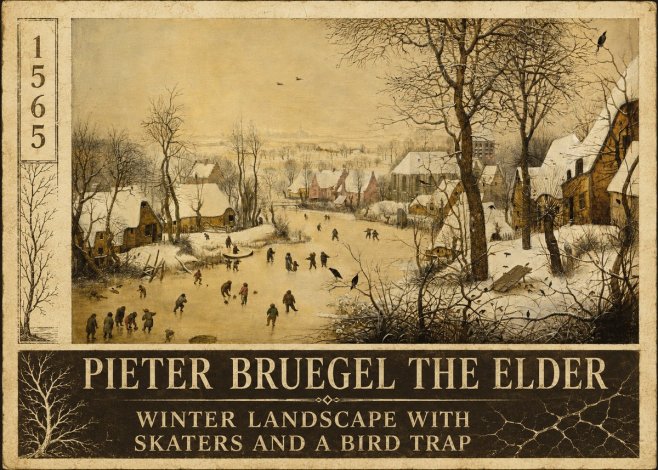 Pieter Bruegel Winter Landscape with Skaters and a Bird Trap No6 - Plakát