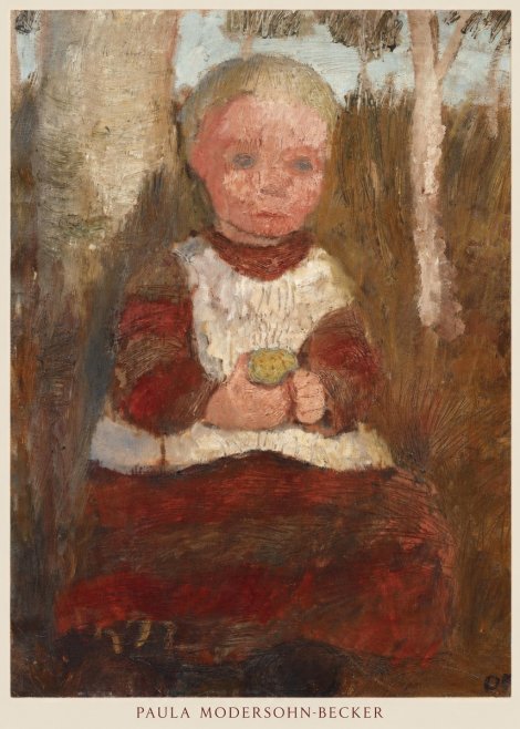 Paula Modersohn-Becker Sitzendes Kind an Einer Birke (Kind Mit Frucht) No6 - Plakát