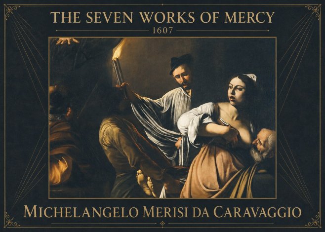 Michelangelo Merisi da Caravaggio The Seven Works of Mercy III No2 - Plakát