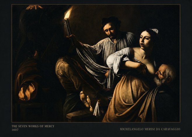 Michelangelo Merisi da Caravaggio The Seven Works of Mercy III No5 - Plakát