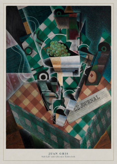 Juan Gris Still Life with Checked Tablecloth No6 - Plakát