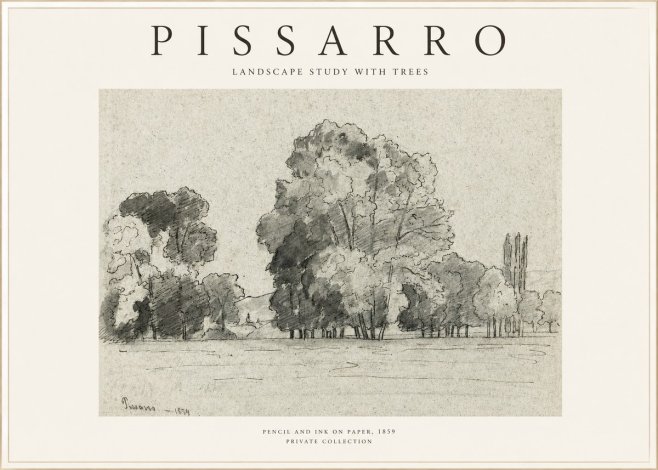 Pissarro Landscape Study with Trees No1 - Plakát