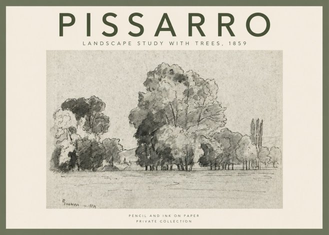 Pissarro Landscape Study with Trees No2 - Plakát