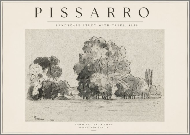 Pissarro Landscape Study with Trees No3 - Plakát