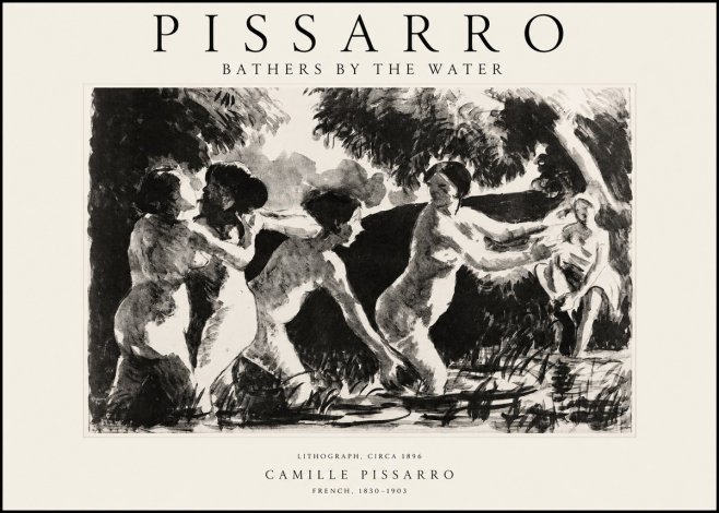 Pissarro Bathers by the Water No1 - Plakát