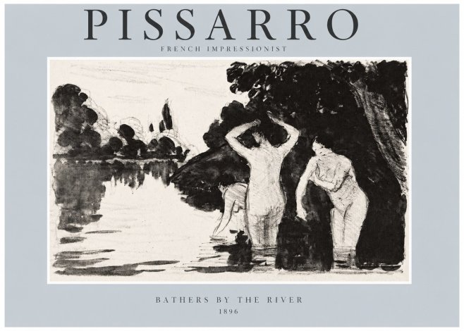 Pissarro Bathers by the River No2 - Plakát