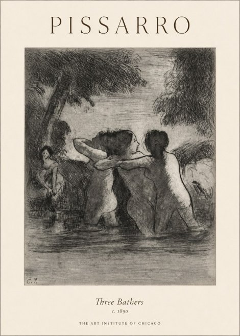 Pissarro Three Bathers No1 - Plakát