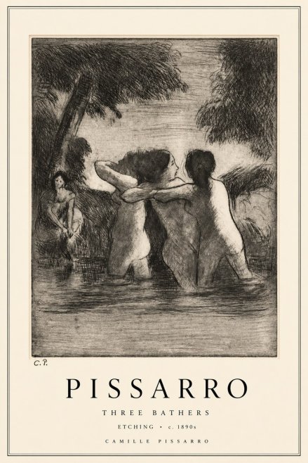 Pissarro Three Bathers No2 - Plakát