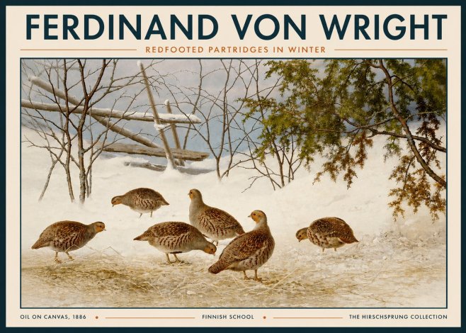 Ferdinand von Wright Redfooted Partridges in Winter No3 - Plakát