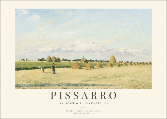 Pissarro Landscape with Haystacks, 1873 No1 - Plakát