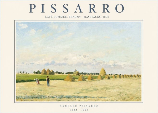 Pissarro Landscape with Haystacks, 1873 No2 - Plakát