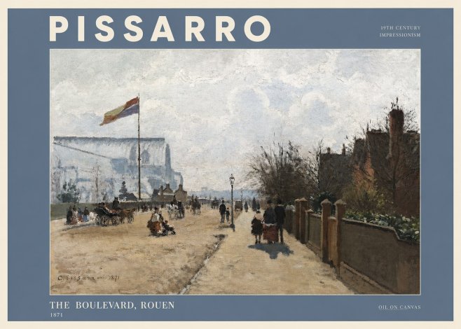 Pissarro The Boulevard, Rouen No2 - Plakát