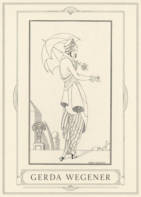 Gerda Wegener Elegant Figure with Parasol No1 - Plakát