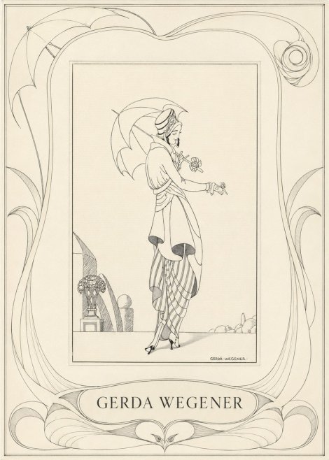 Gerda Wegener Elegant Figure with Parasol No3 - Plakát