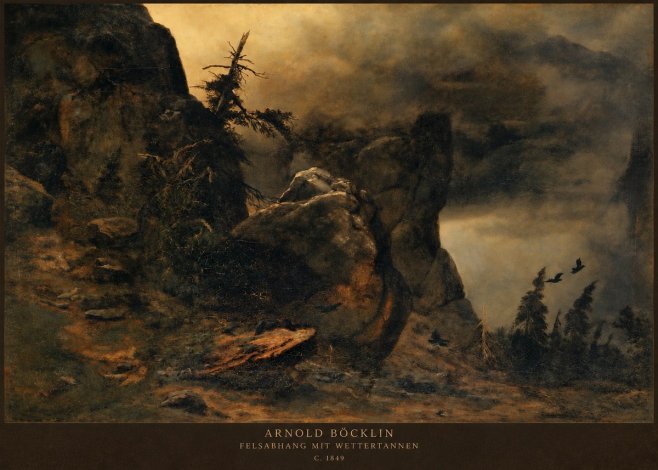 Arnold Böcklin Felsabhang Mit Wettertannen No2 - Plakát