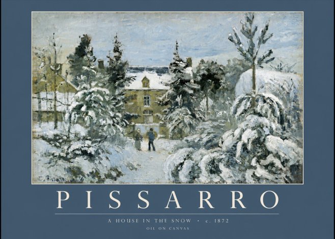 Pissarro The Entrance to the Village, Winter No2 - Plakát