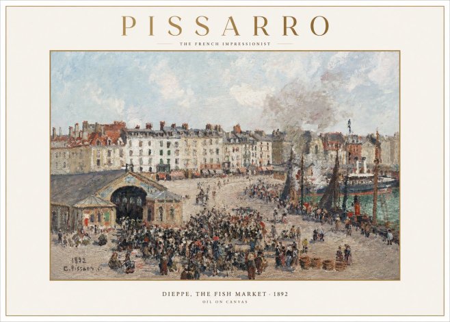 Pissarro Dieppe, the Fish Market No1 - Plakát
