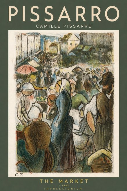 Pissarro The Market, Pontoise No2 - Plakát