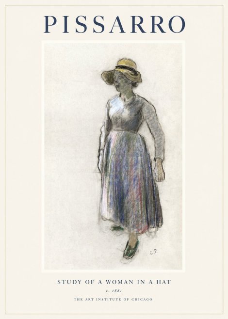 Pissarro Study of a Woman in a Hat No1 - Plakát