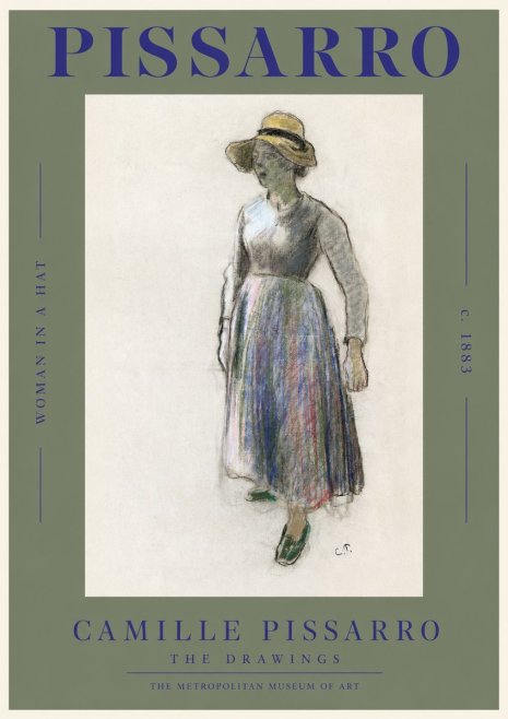 Pissarro Study of a Woman in a Hat No2 - Plakát