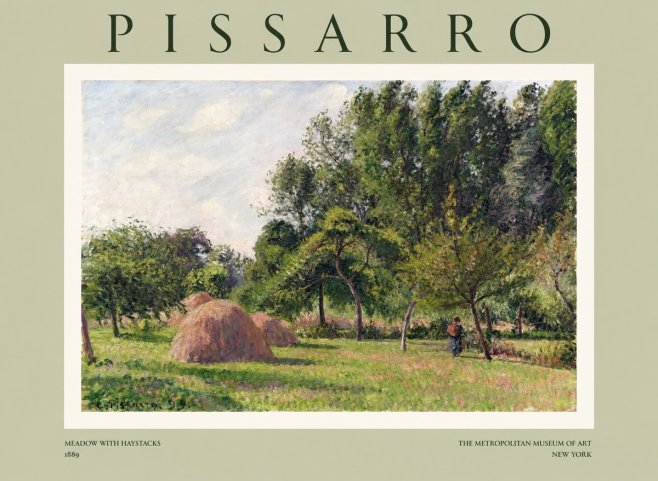 Pissarro Meadow with Haystacks No1 - Plakát