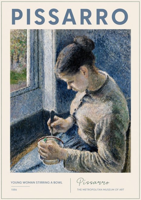 Pissarro Young Woman Stirring a Bowl No2 - Plakát
