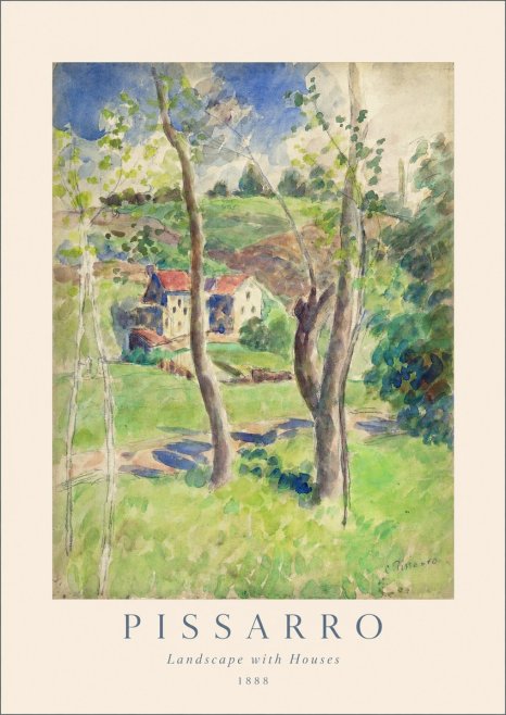 Pissarro Landscape with Houses No1 - Plakát