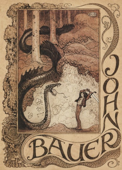 John Bauer The Boy and the Serpent No3 - Plakát