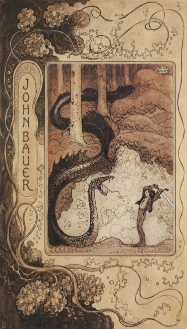 John Bauer The Boy and the Serpent No6 - Plakát