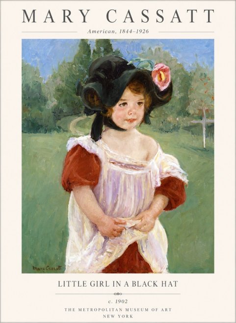 Mary Cassatt Little Girl in a Black Hat No1 - Plakát
