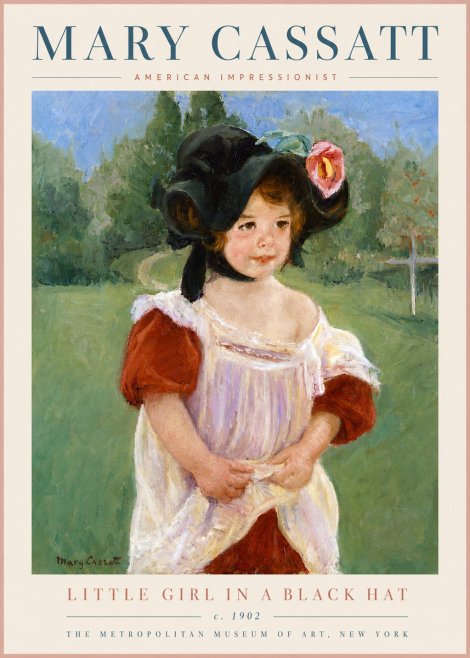 Mary Cassatt Little Girl in a Black Hat No3 - Plakát
