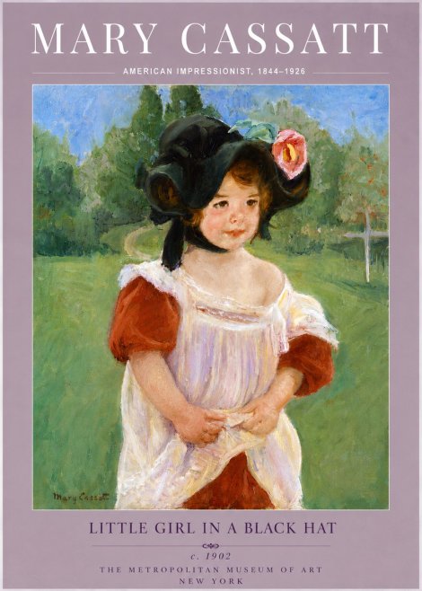 Mary Cassatt Little Girl in a Black Hat No5 - Plakát