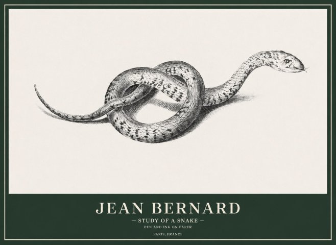 Jean Bernard Study of a Snake No1 - Plakát