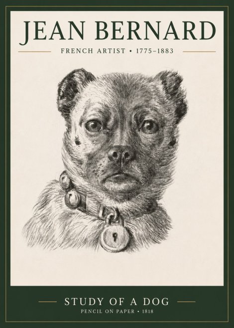 Jean Bernard Study of a Dog IV No3 - Plakát
