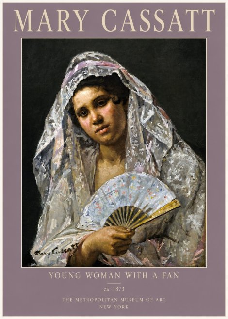 Mary Cassatt Young Woman with a Fan II No2 - Plakát