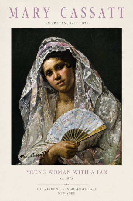 Mary Cassatt Young Woman with a Fan II No3 - Plakát