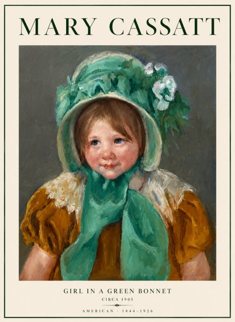 Mary Cassatt Girl in a Green Bonnet No5 - Plakát