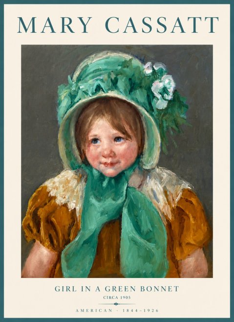 Mary Cassatt Girl in a Green Bonnet No6 - Plakát